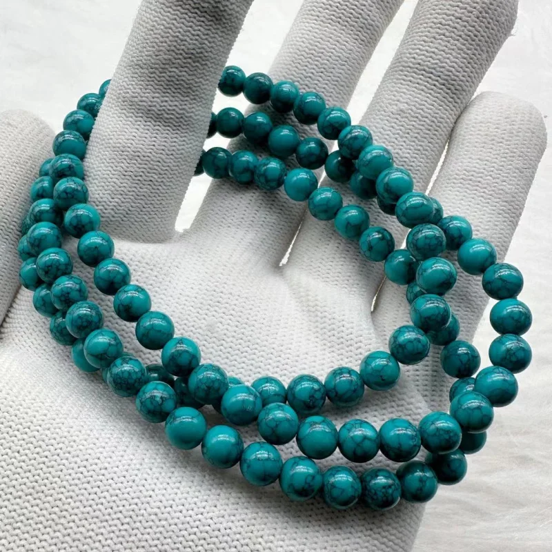 Natural Turquoise Small Bead Necklace 108 Buddha Multi-layer Round Old-style Beads Bracelet Hand String Accessories