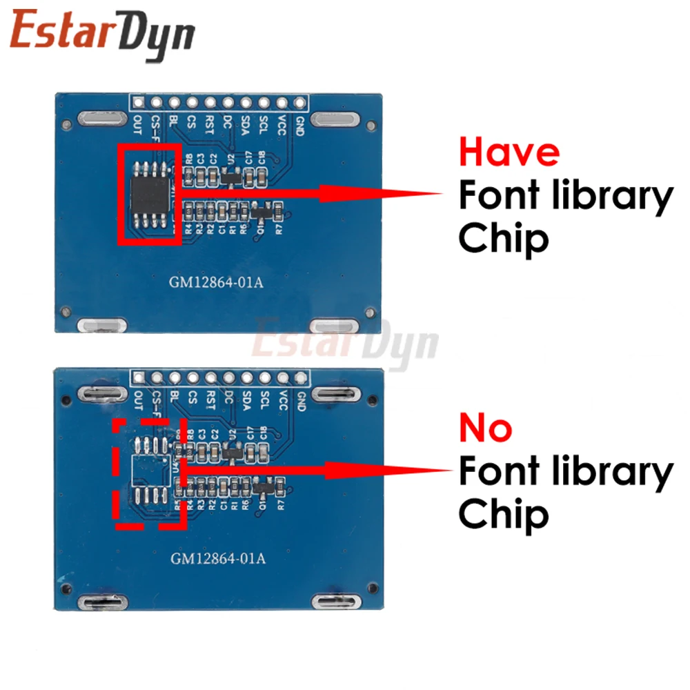Estardyn 12864 SPI LCD Module 128X64 SPI ST7567A COG Graphic Display Screen Board LCM Panel 128x64 Dot Matrix Screen for