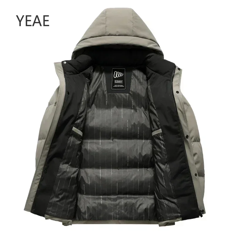 YEAE New Winter Down Jacket With Detachable Hood For Men Regular Thickened Men's Down Jacket Winter Warm Coat Top