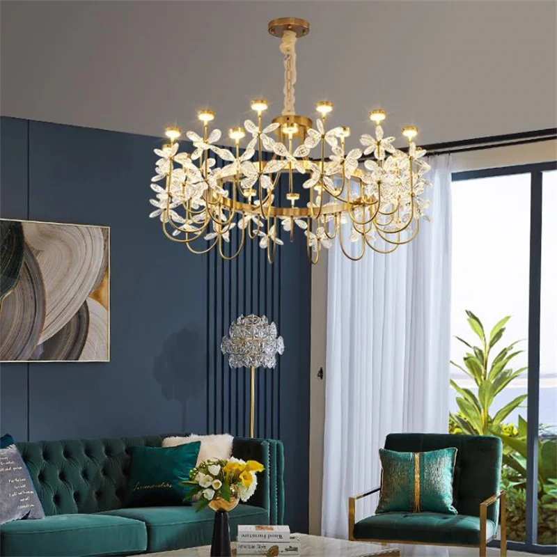 

Living Room Crystal Chandelier Nordic Postmodern Simple Light Luxury Restaurant Designer Personalized Bedroom Lighting