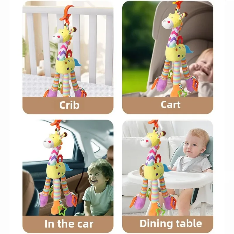 عربة ألعاب لينة الزرافة زيبرا الحيوان أجراس خشخيشات أفخم الرضع تطوير الطفل مقبض اللعب مع عضاضة لعبة طفل #6