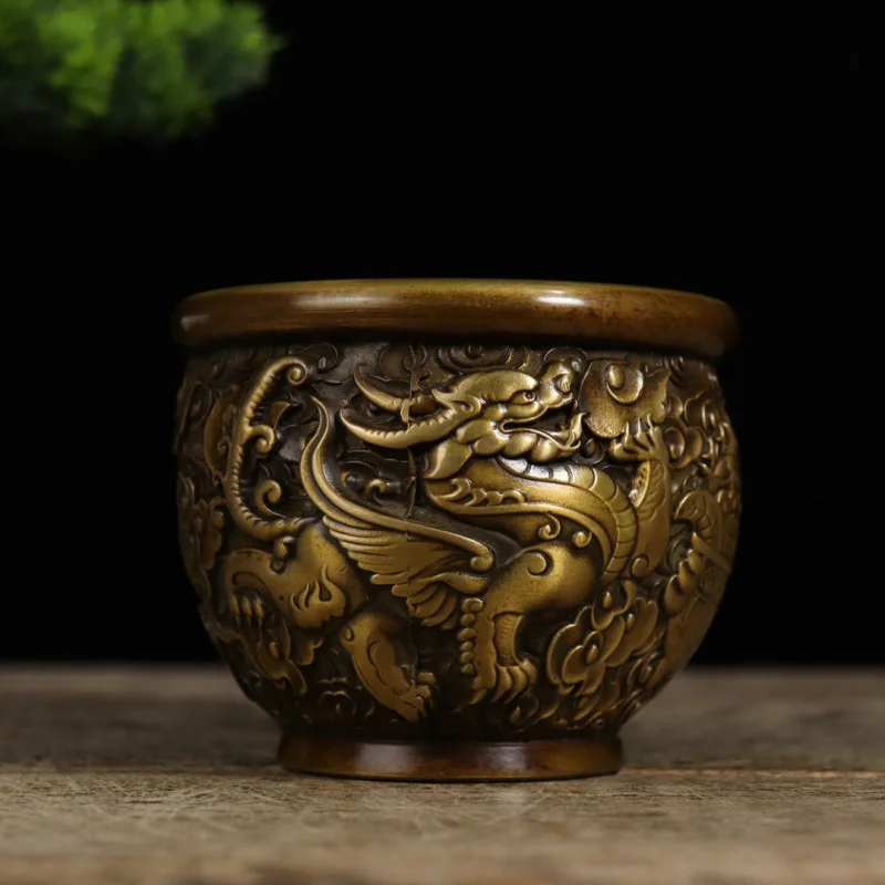 Pure Ornament Fine Tibetan Scripture Paper Color Pixiu Jar Copper Piggy Bank Incense Burner Home Decor Craft D