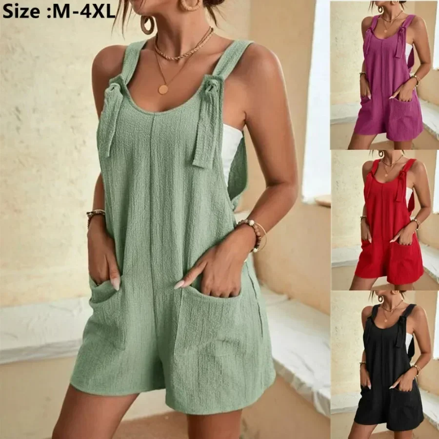 

2025 Women's Summer Casual Suspender Playsuits Jumpsuits Solid Fashion Pregnant Women Overalls Loose Women Clothing Jumpsuits