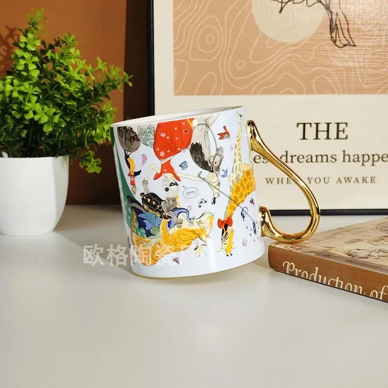 Large Capacity Bone China Mug European Style Afternoon Tea Set Ceramic Water Cup Elegant Tableware for Home Restaurant
