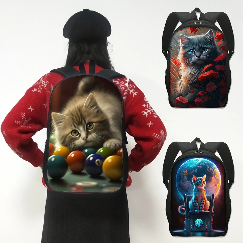 Kawaii Kitten Backpack for Teenager Persian / Felinae Siamese Cat Rucksacks Children School Bag Magic School Laptop Book Bags