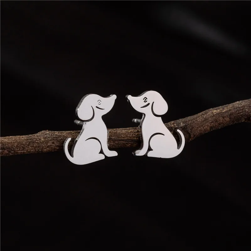 Multiple Stainless Steel Animal Stud Earrings Women Cute Poodle Bulldog Dachshund Earings Piercing Jewelry Chihuahua Dog Brincos