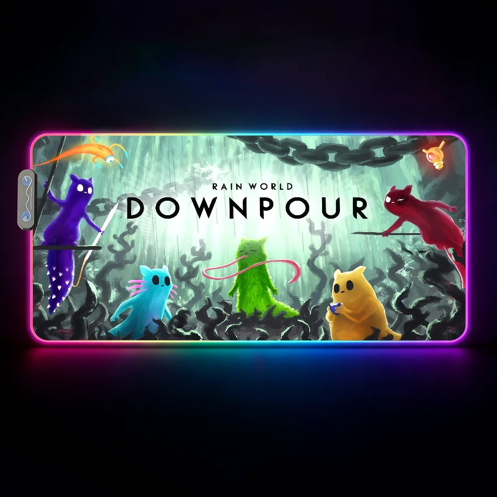 Game Rain World  Mouse Pad Waterproof RGB LED Light Colorful Game Keyboard Non-slip Cover Desk-mat Surface