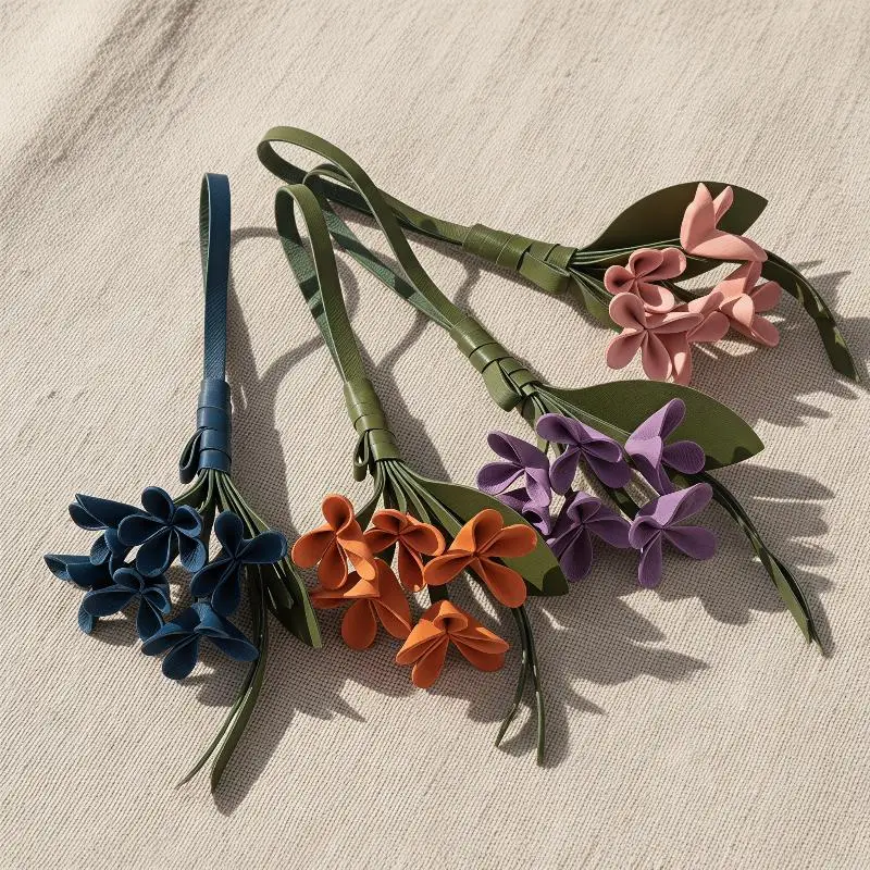 Cute Faux Leather Flower Bag Charm Handmade Multi Color Purse Decoration Scratch Resistant for Daily Use