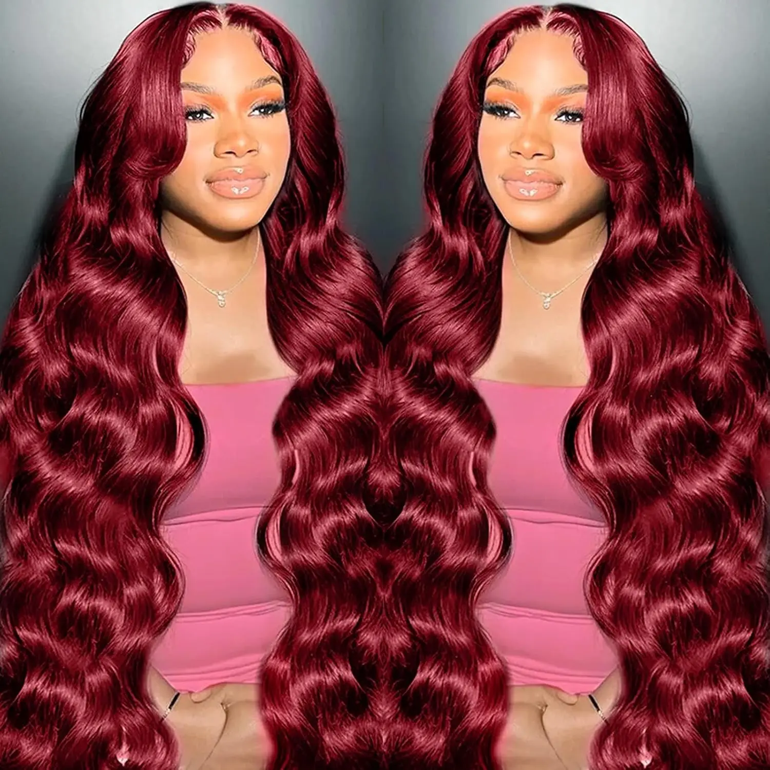 วิกผมสีแดงเบอร์กันดี 99J ผมแท้ 13x4 แบบลอนธรรมชาติ วิกผมหน้าผากลูกไม้ ผมแท้ ถอนขนแล้ว สีแดงไวน์ สำหรับผู้หญิง