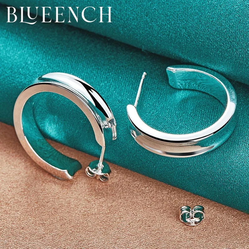 

Blueench 925 Sterling Silver Geometric Simple Round Stud EarringsEarrings for Women Wedding Party Style Fashion Jewelry