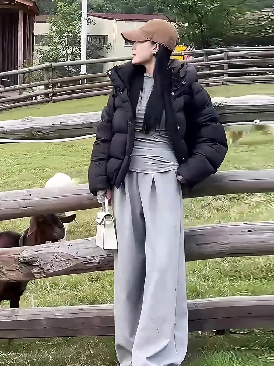 เสื้อแจ็คเก็ตผู้หญิงสีขาวแบบมีฮู้ด  ผ้าขนเป็ด  แบบมีเชือกผูก  ให้ความอบอุ่น  แฟชั่น  เสื้อคลุมฤดูหนาว  สำหรับเดินทาง  รุ่นใหม่ล่าสุด  ปี 2024