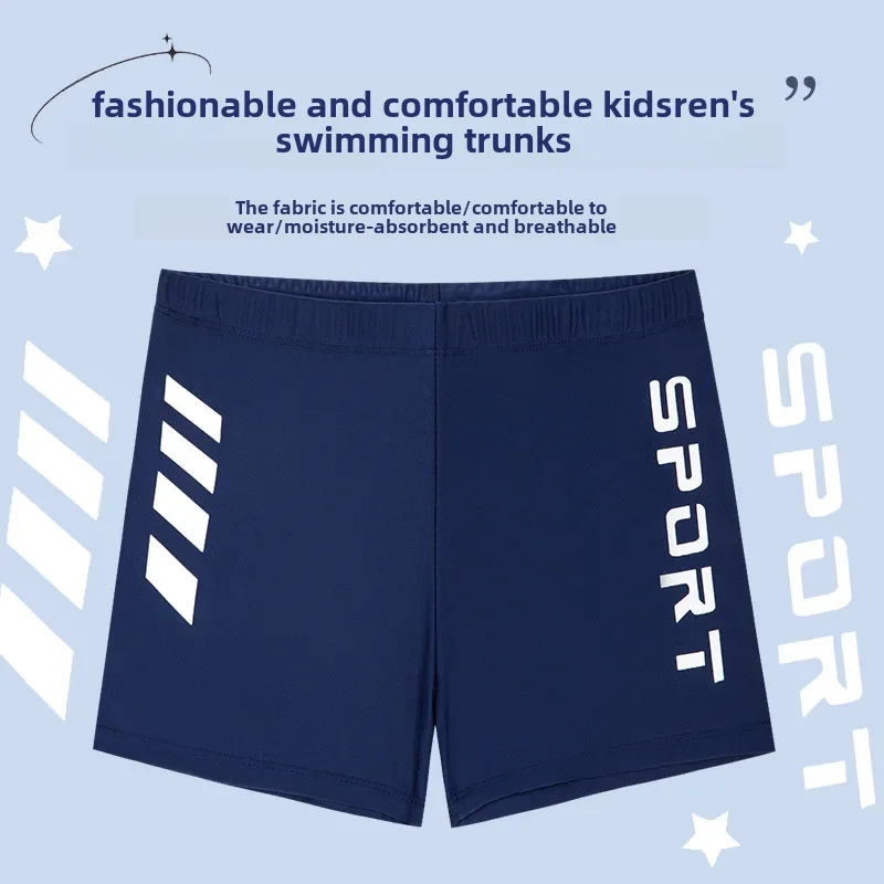 Professional Children's Swimming Trunks Unique Letter Print For Boys Ages 4-12 Swimwear Training Shorts