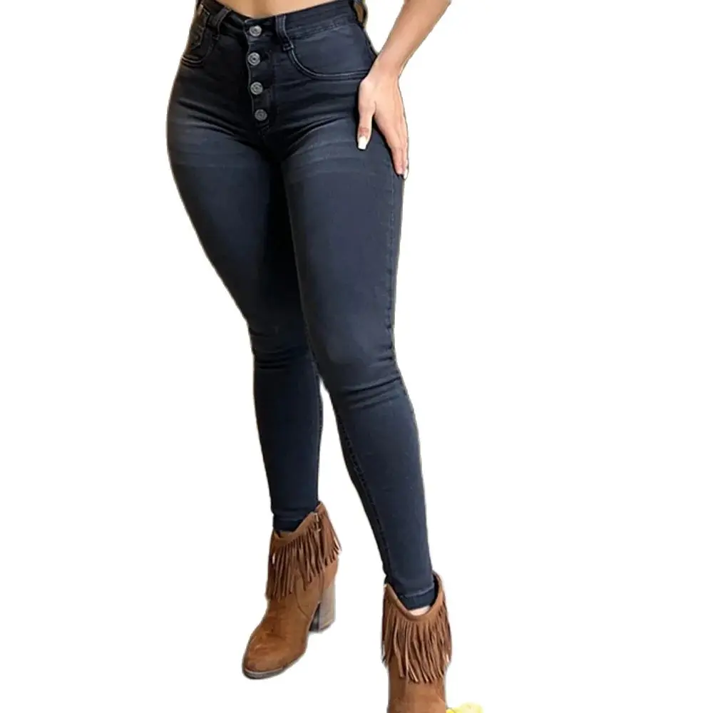 Koreański styl główna ulica dżinsy o średniej talii kobiet jesień zima w stylu Vintage Y2k Sense Slim Fit spodnie legginsy na co dzień nowy Trend — zdjęcie 2