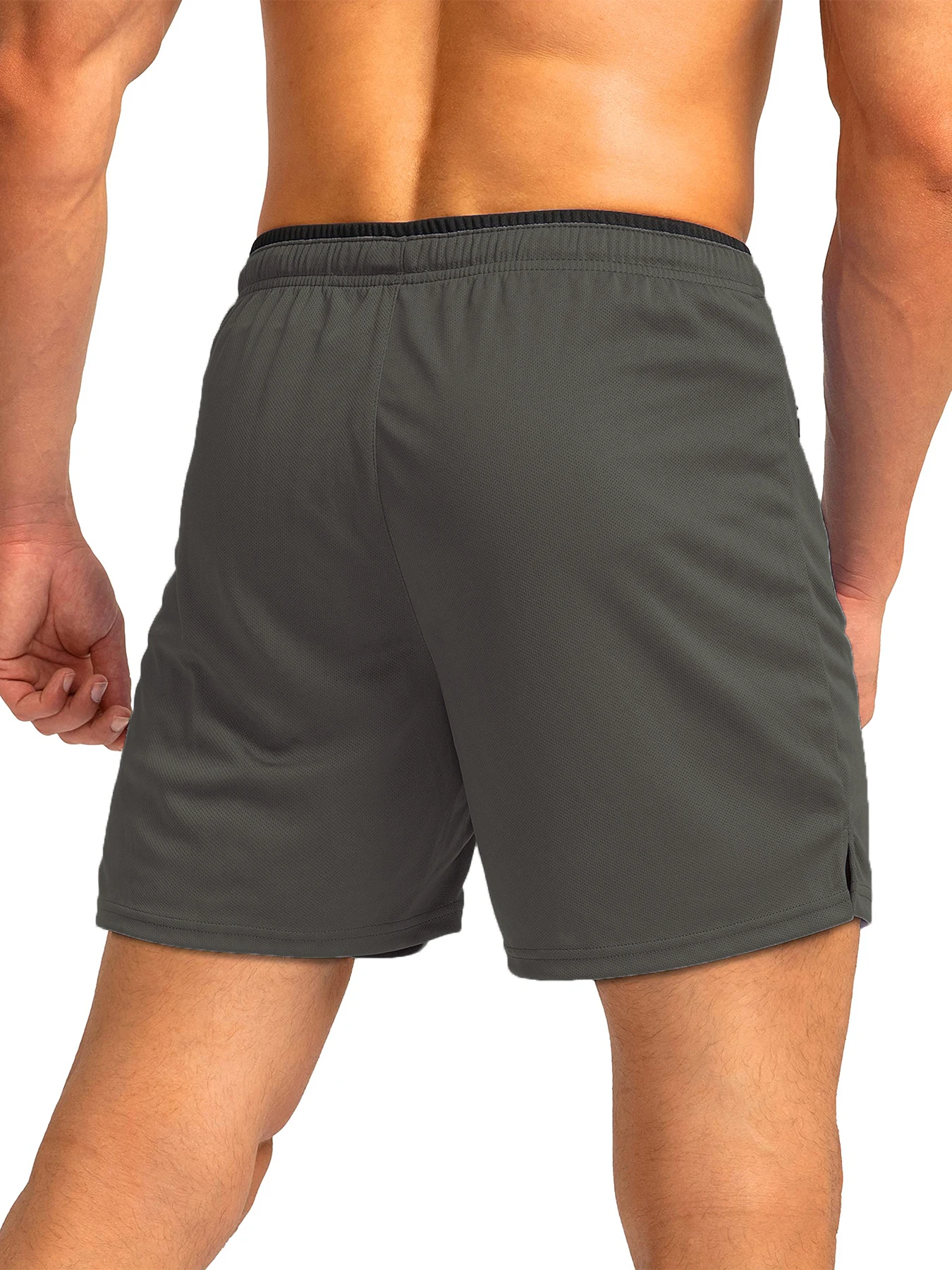 Herren-Laufshorts mit Reißverschlusstaschen, schnelltrocknend, geeignet für Fitness-Workouts, 5-Zoll-Herrenshorts – Detail 2