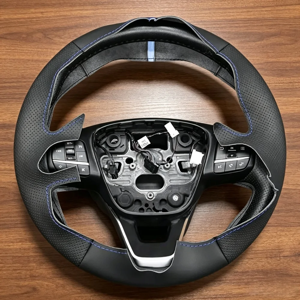 Hand Stitched Artificial Leather Steering Wheel Cover For Ford Focus Fiesta (ST|ST-Line) 2017-2020 Kuga Puma (ST-Line) 2019 2020