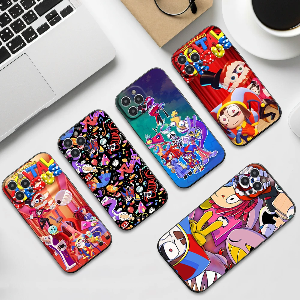 Cartoon A-Amazing D-Digital Phone Case For iPhone 16 11 12 13 14 15 Pro Max Plus Black Soft Shell