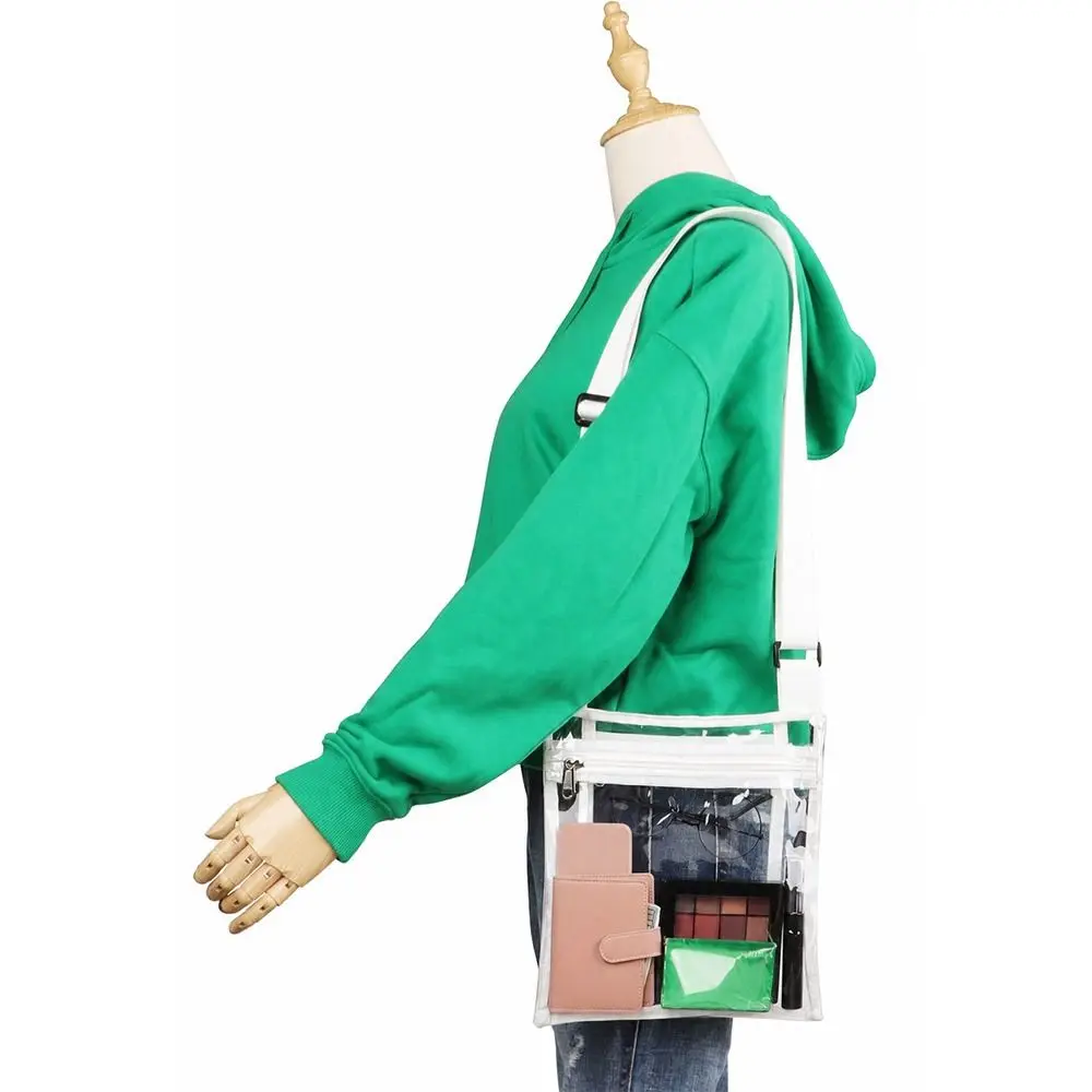 Casual PVC Waterproof Transparent Pouch Large Capacity Adjustable Strap Jelly Bag Lightweight Messenger Bag Women