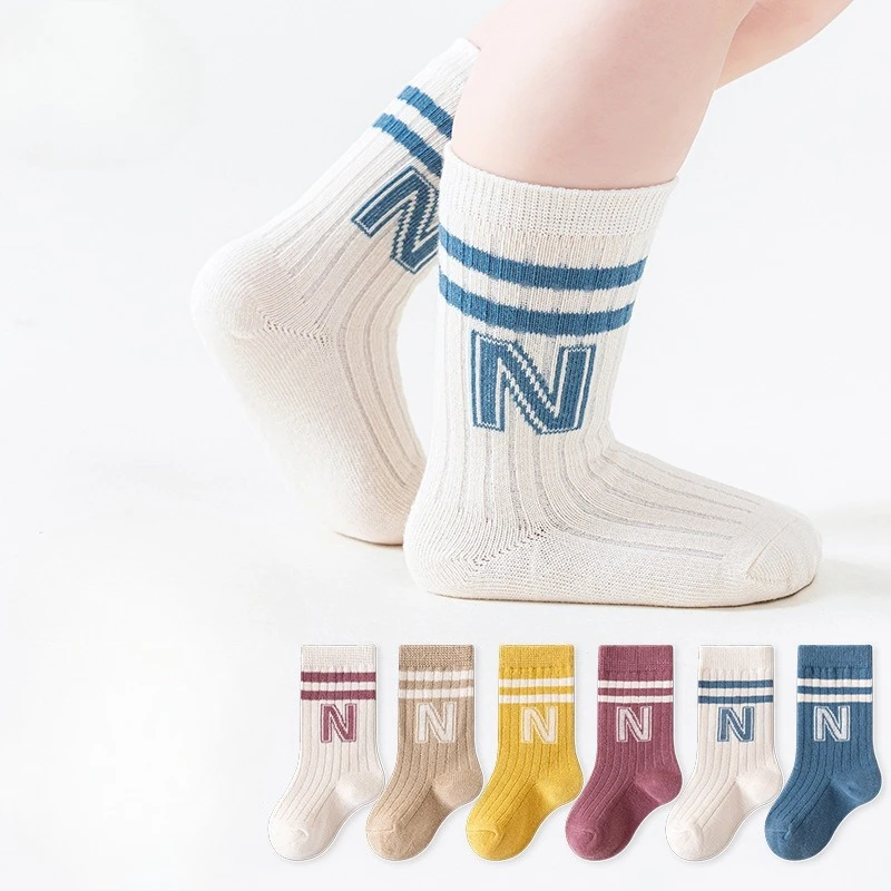 

Baby Socks Knitted Soft Cotton Letter Socks Baby Middle Tube Stockings Long Socks for Infant Toddler Boys Baby Girls Accessories