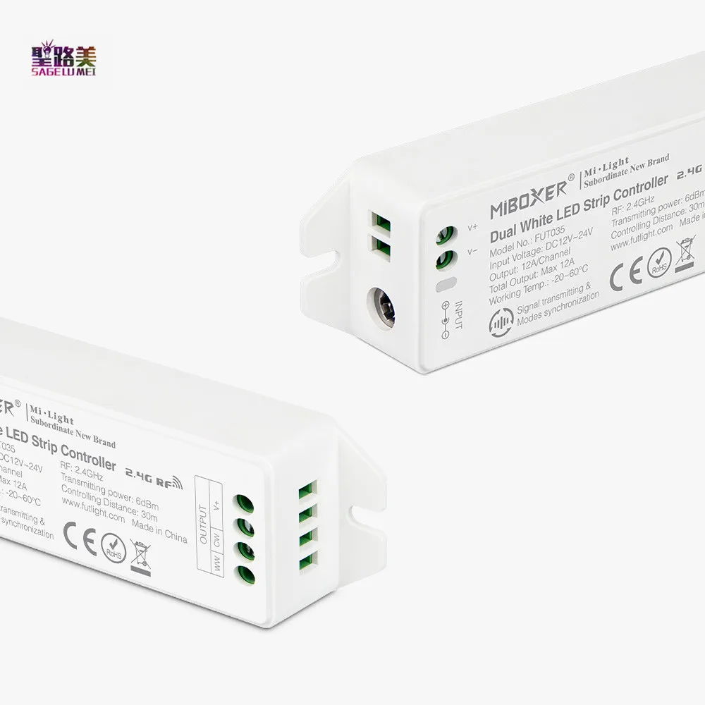 DC12V-24V FUT035 Regolatore di temperatura del colore aggiornato da 2,4 GHz Dimmer CCT a doppia luminosità bianca per strisce luminose a LED Nastro