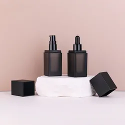 10/30pcs 15ml Acrylic Lotion Bottle Dropper Bottle Matte Black Empty Bottle Essential Oil /Serum /Tattoo Color Container