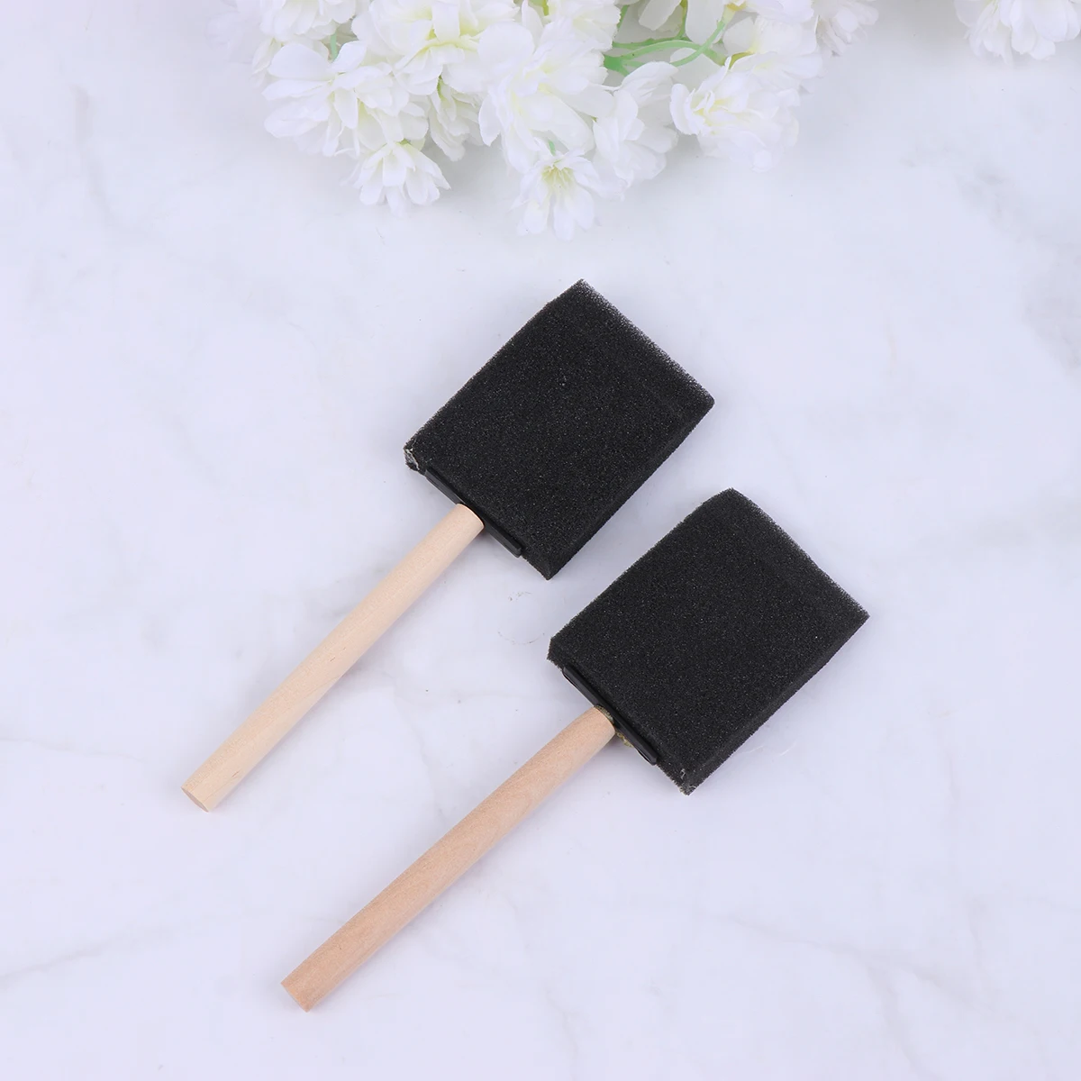 

40pcs 2 Inches Sponge Brushes Wood Handle Reusable Painting Tools For Kids Diy Graffiti Stippler Water Washable Round Sponges