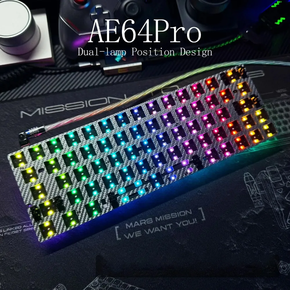 Everglide AE64 Pro Magnetic Keyboard RT 0.001MM 8kHz Polling Rate Custom PCB Dual Light Position RGB Gaming Accessories Gifts