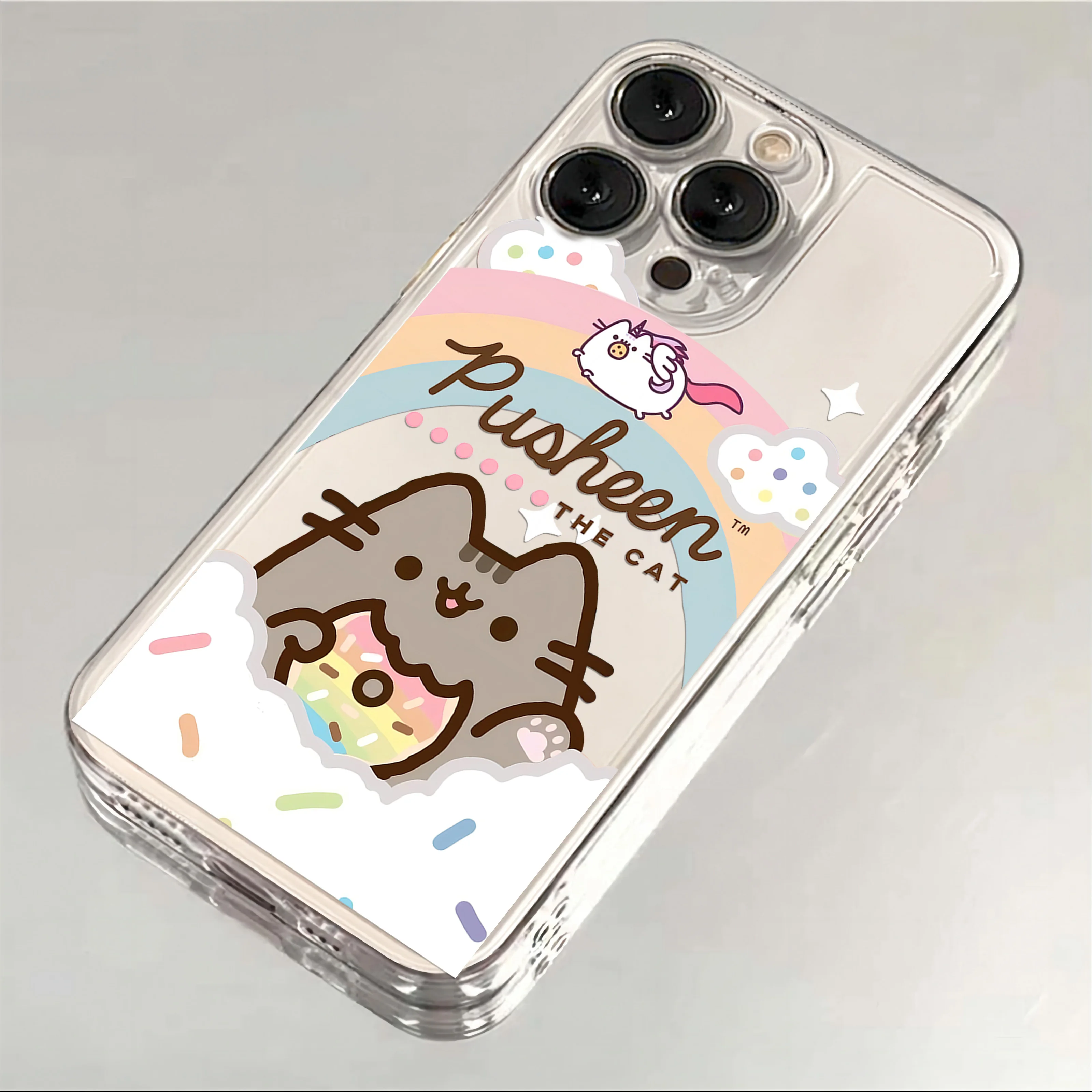 Nouvelle coque de téléphone transparente pour iPhone 18, 17e, 17, 16e, 16, 15, 14, 13, 12, 11 Mini, Air, Pro, Max, X, XR, 7 Plus, avec motif chat Pusheen mignon