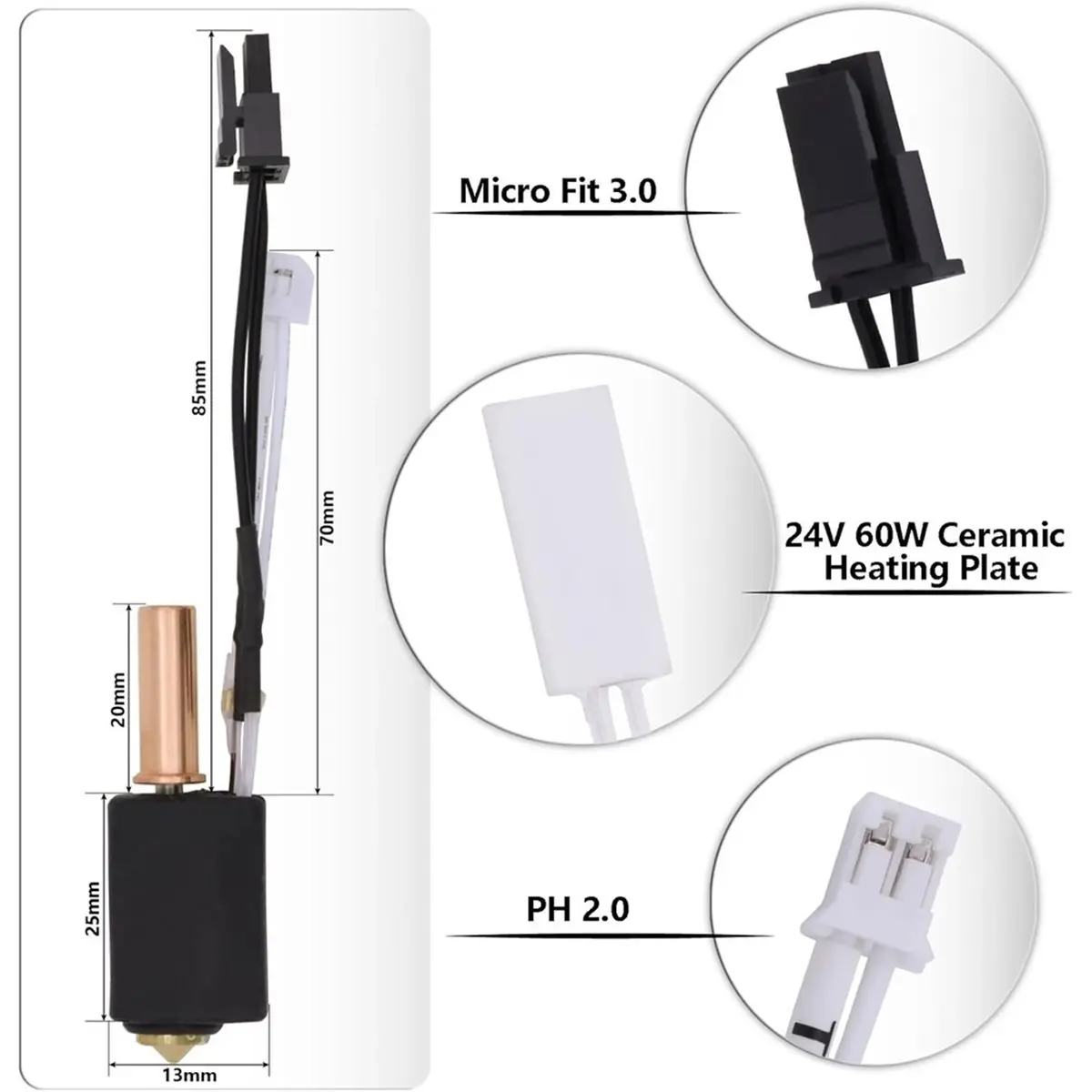 Ceramic Hot End Kit, 24V 60W High-Speed Heating Plate Printing Hot End Component,for Kobra2