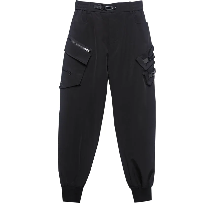 Designer Techwear Style Tactical Overalls Men's Trendy Ankle-Tied Pants Casual Dark Personality Outdoor Charging Pants
