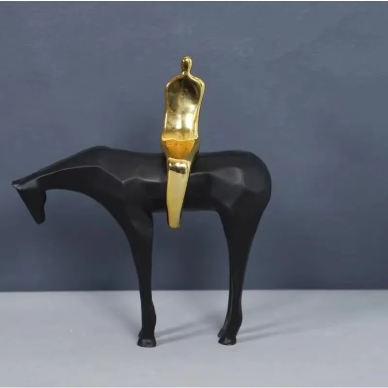 

Modern Minimalist Gold Man Sitting Horse Ornament Living Room Table Ornament Chinese Art Aesthetic Crafts Home Decoration