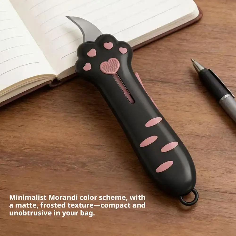 Cat Paw Box Cutter Cute Retractable Cat Box Cutter with Safety Lock &Handle, Mini Utility Knife for Opening Packages, Cardboard