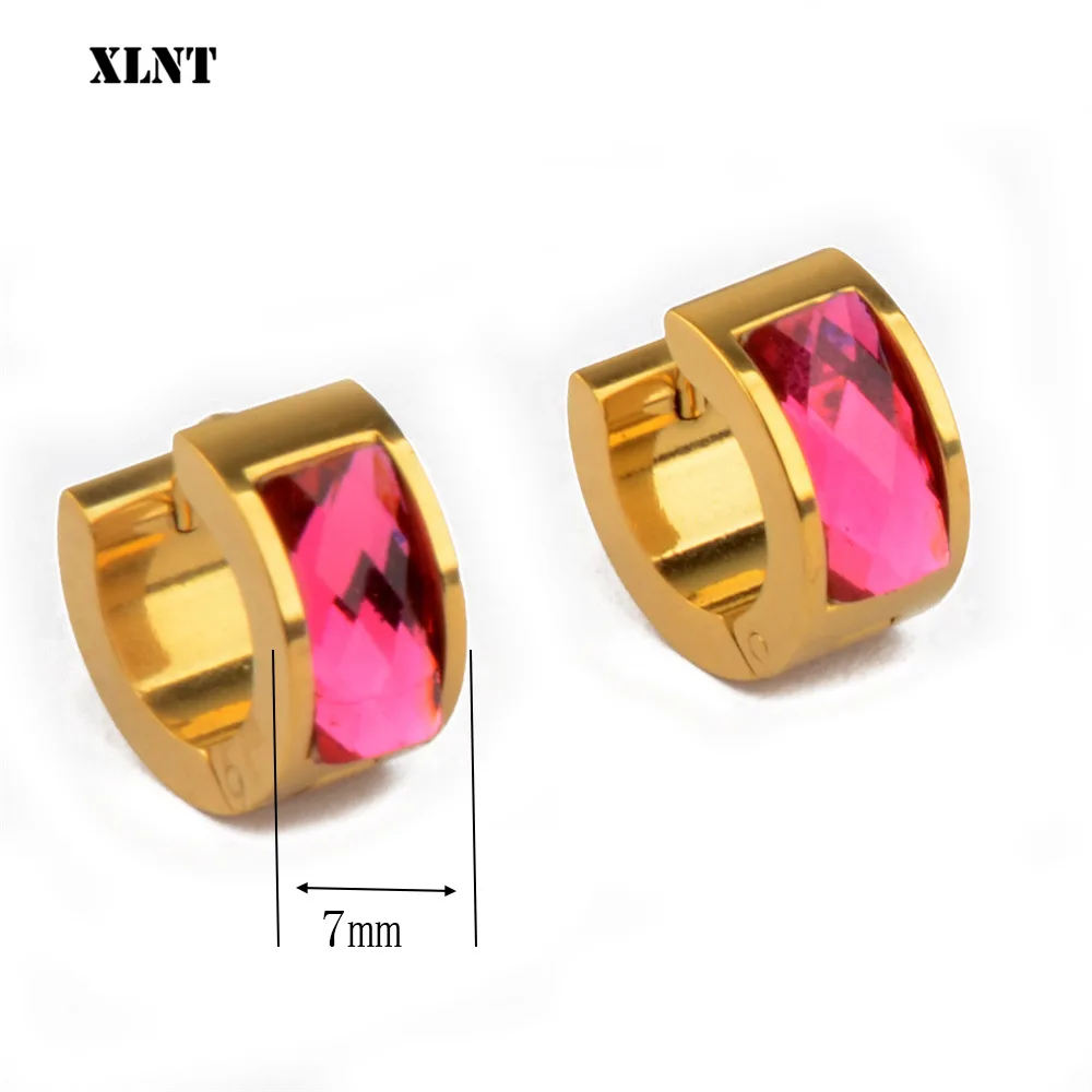 XLNT Luxury Zircon Crystal Gold Hoop Earring For Women Shining Rhinestone Round Big Earrings Fashion Wedding Jewelry Bride