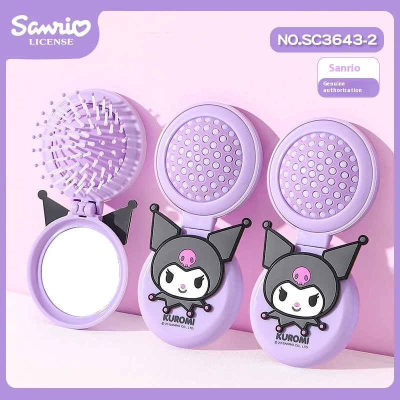 Sanrio Hello Kitty Air Cushion Comb Kuromi Action Figure Toys Folding Portable Soft and Comfortable Massage Comb Girl Gift