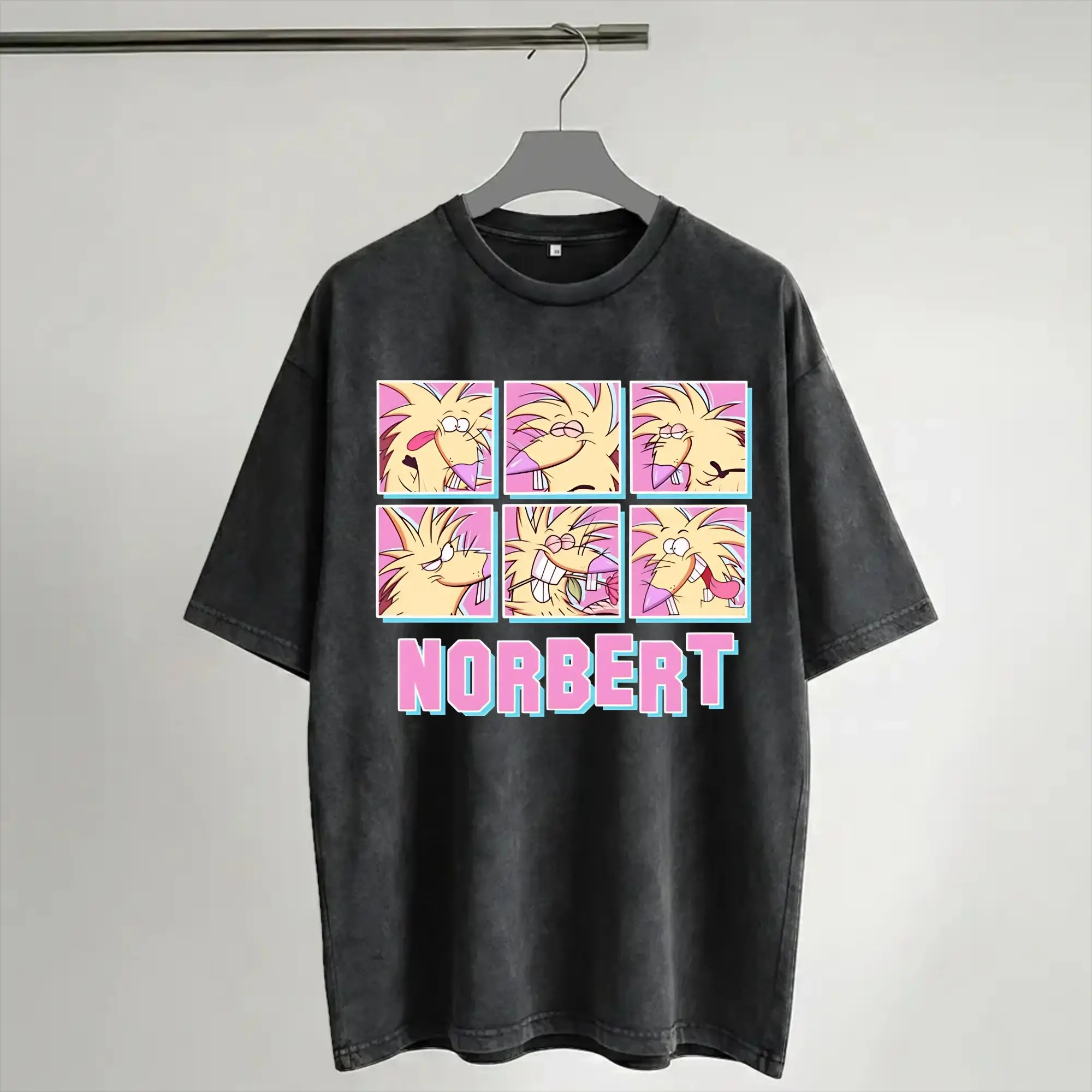 Harajuku Washed Shirts Angry Beavers Daggett & Norbert Feverish  Accessories Novelty T-Shirts Oversize  Streetwear Short Sleeve
