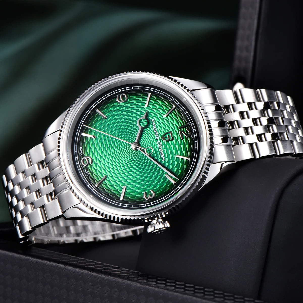 2026 New Men Quartz Watch PAGANI DESIGN 40MM Retro Green Ripple Watch Mens Luxury Watch For Men AR Sapphire Crystal Stainless Steel Business Bracelet Clock Hombre EU Local Shipping