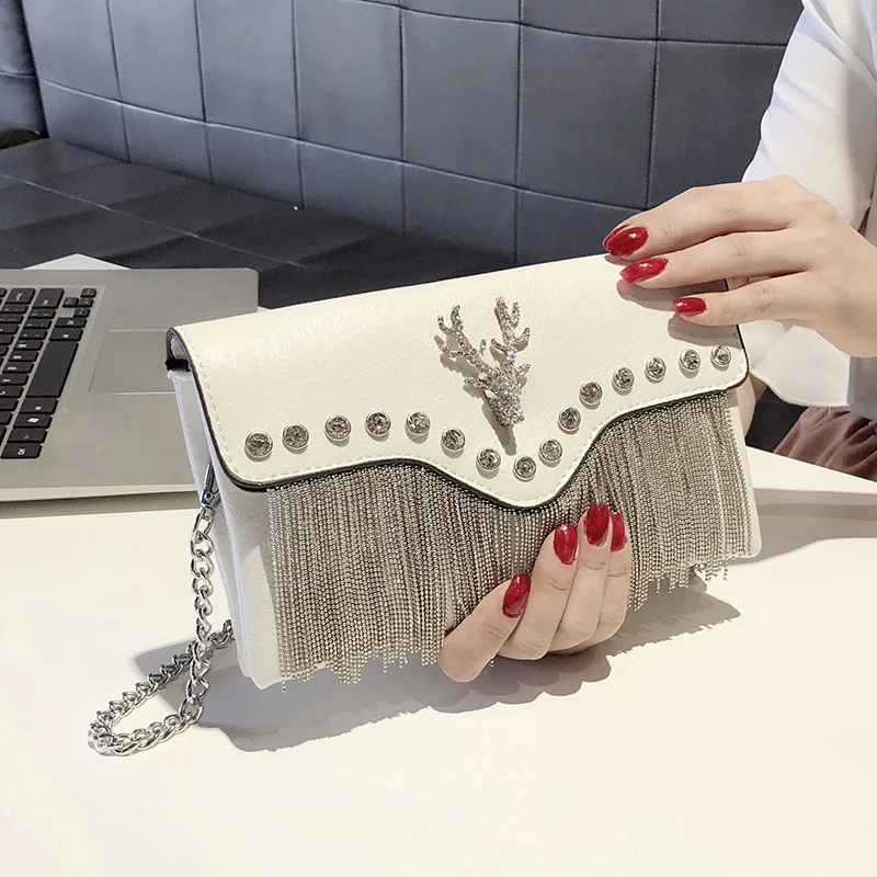 Small bag female  spring and summer new tassel handbag Korean personality fashion temperament clutch female shoulder bag