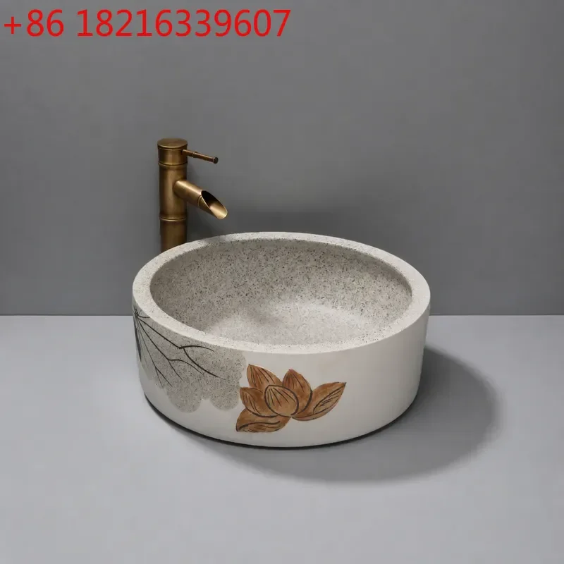YAO Jingdezhen Hand Carved Lotus Flower Ceramic Washbasin Special Shaped Table Basin Chinese Style Bathroom Sink Vessel
