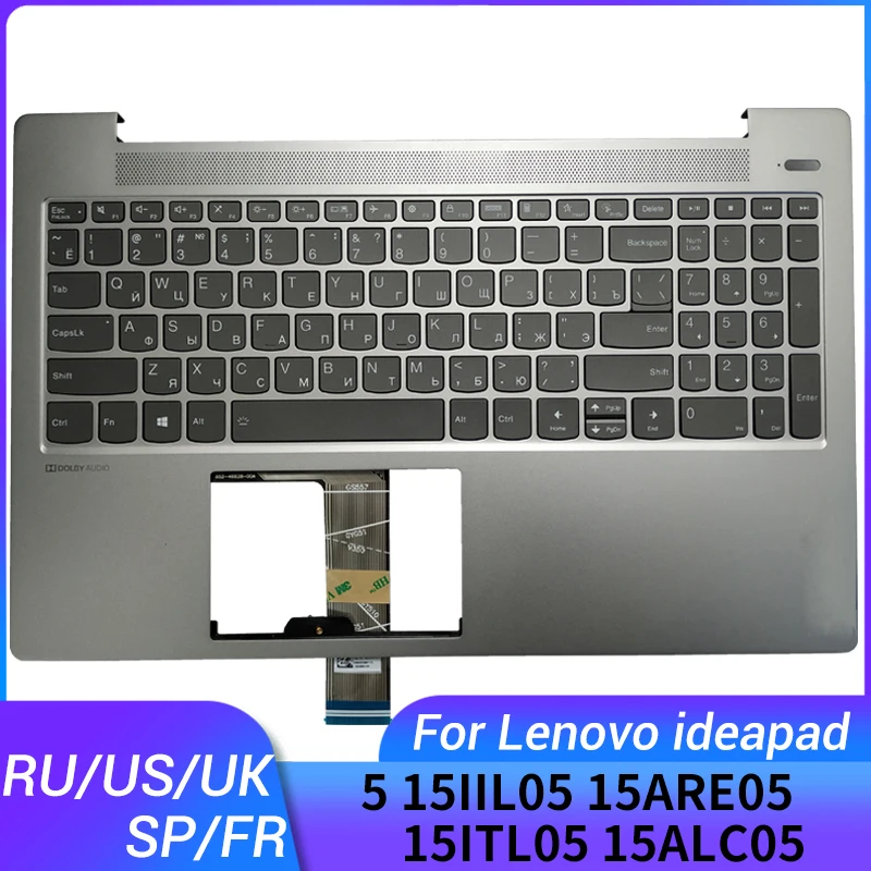 Imagem -01 - para Lenovo Ideapad 15iil05 15are05 15itl05 15alc05 Russo Eua Reino Unido Espanhol Francês Latino Teclado do Laptop com Palmrest Superior Novo