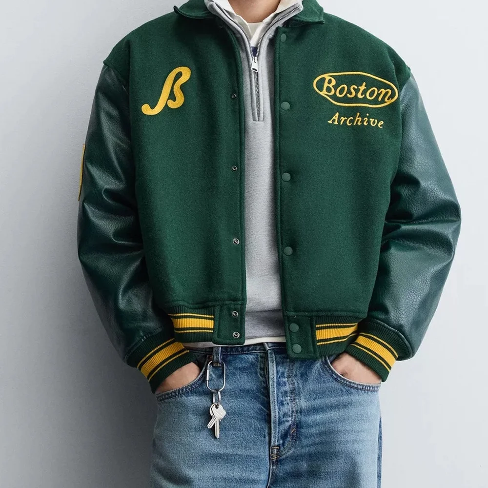Mens Patchwork Color Block Casual Baseball Jacket Autumn Streetwear Fashion Vintage Retro Couple Youth Trend City Boy Outerwear