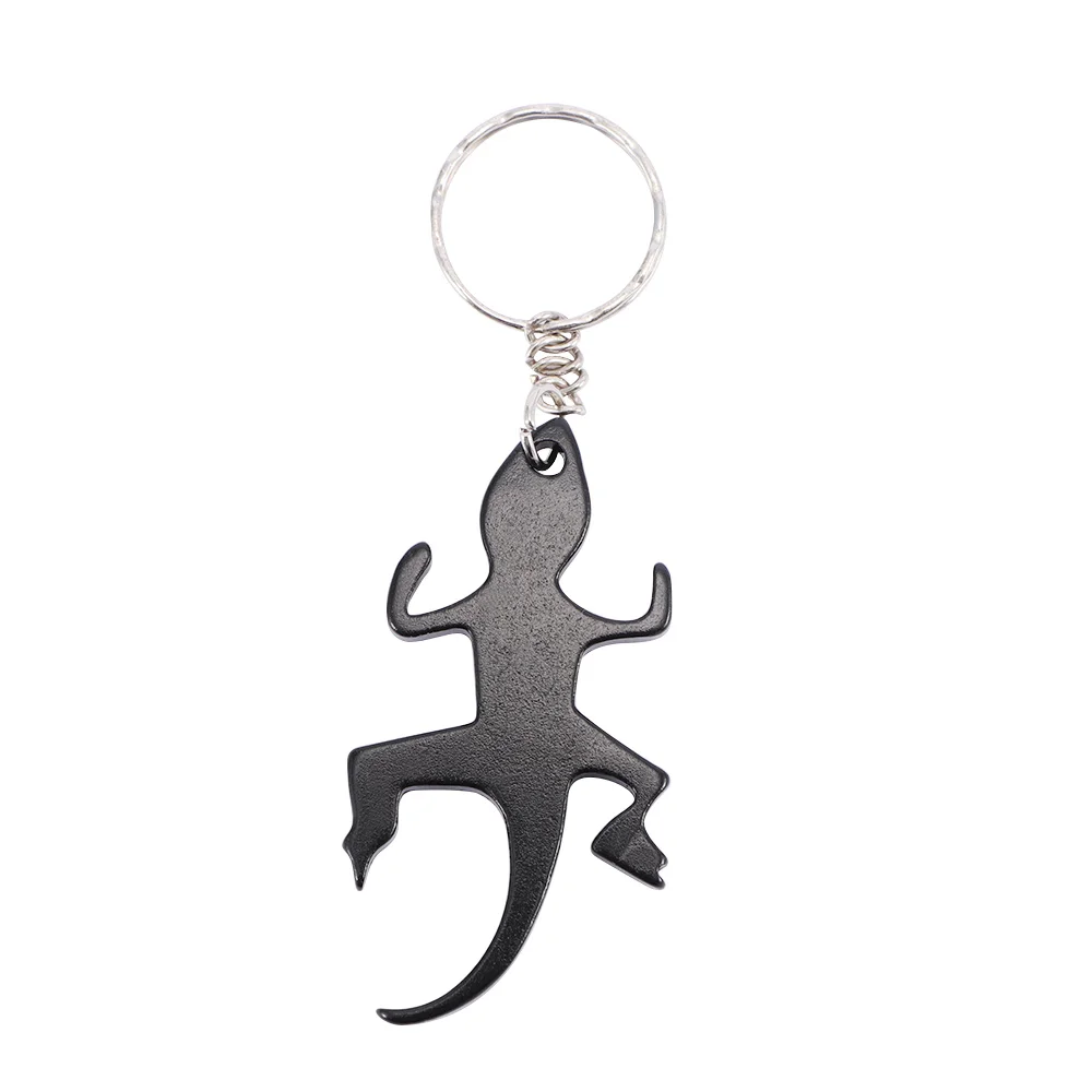Novelty Cartoon Beer Aluminum Lizard Shape Keychains Openers Corkscrew Keys Ring Bottle Opener