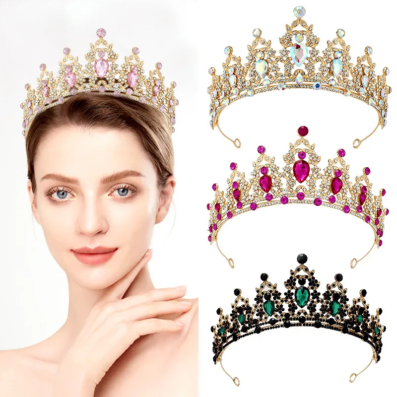 Wedding Hair Accessories Baroque Rhinestone Crystal Crown Tiara Wedding Crown Headdress Party Crown Bridal Hair Jewelry Tiaras