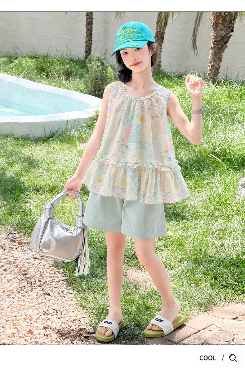 2026 New Teenage Casual Clothing Suits,  Baby Girls Fashion 2 Piece Sets, Blouse + Shorts    5 -12 T