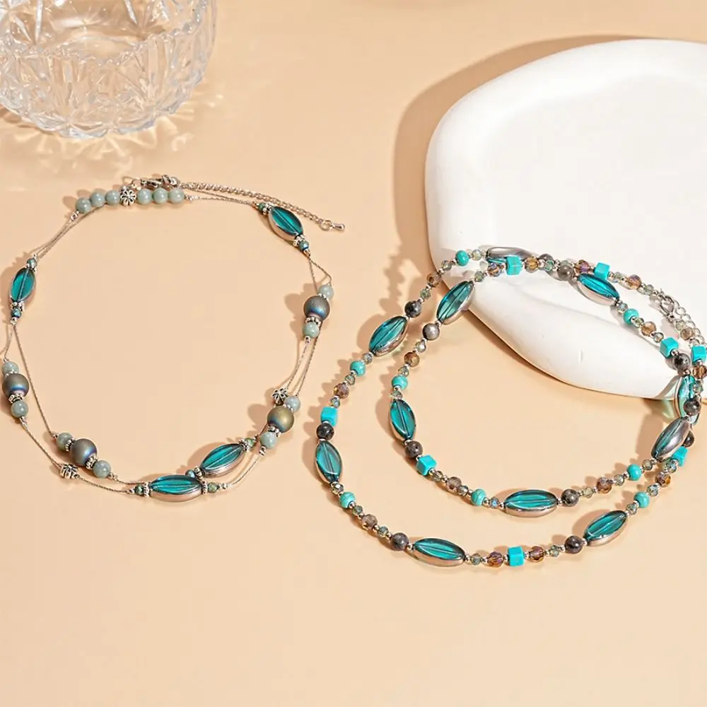 

Ethnic Style Turquoises Beaded Necklace Sweater Chain Jewelry Accessories American Style Necklace Geometric Minimalist