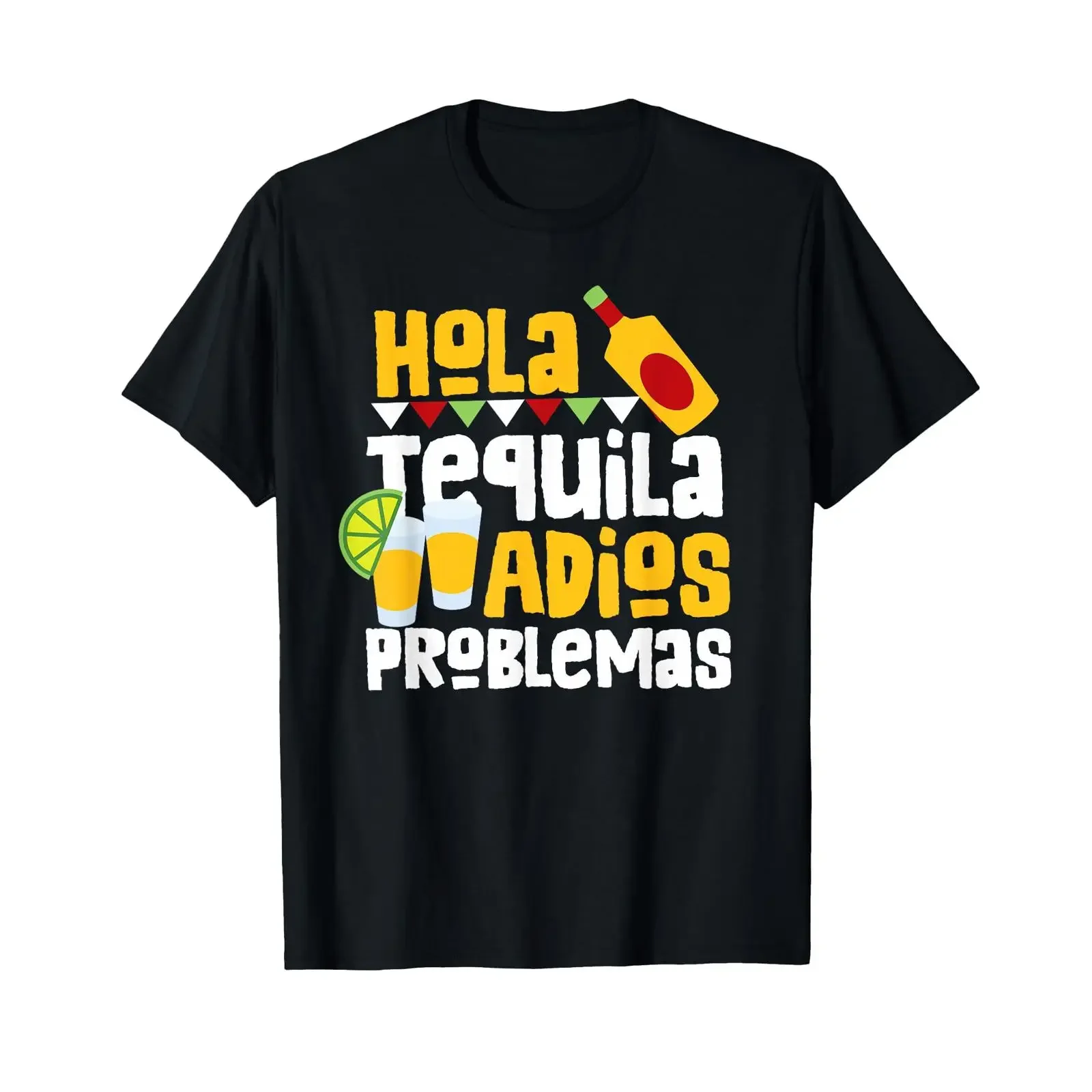 Tequila Cinco de Mayo Hello Goodbye Problems T Shirt vintage Washed streetwear homme Versatile Top For Everyday Wear Casual