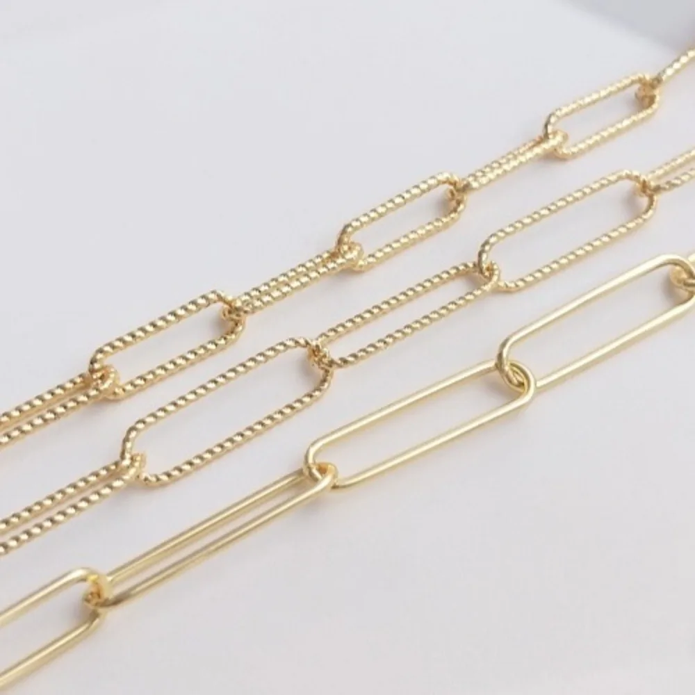 

14K Gold Color Hand Welded Chain Slender O Chain Light Luxury Simple Wind Loose Chain DIY Jewelry Bracelet Necklace