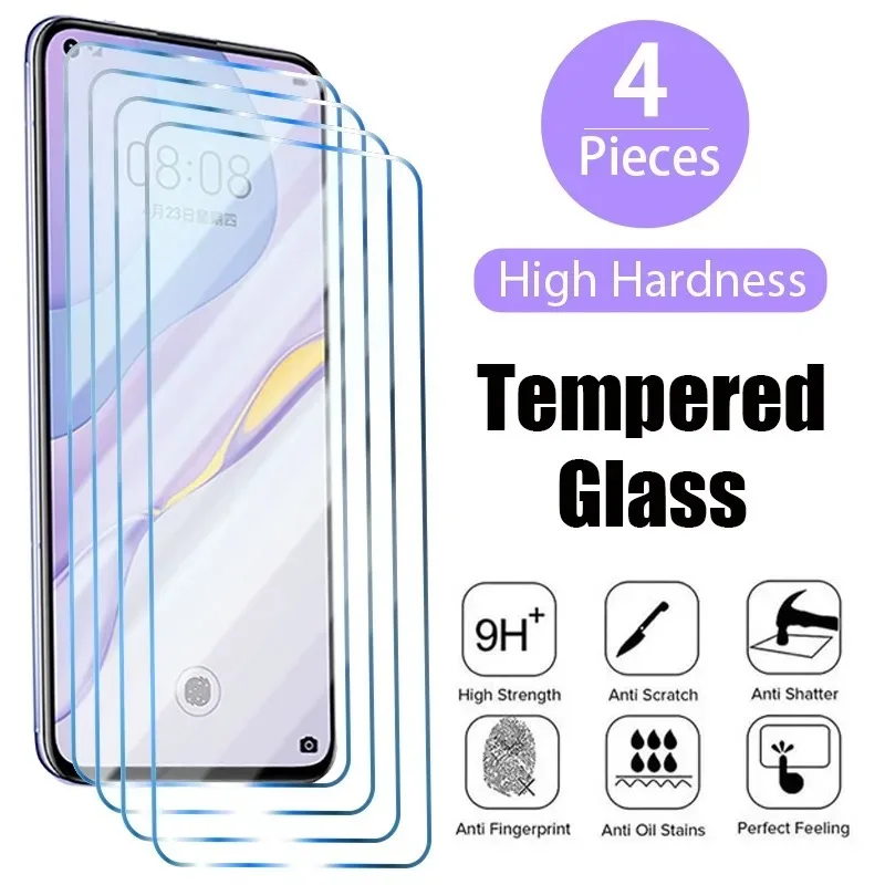 

4Pcs Screen Protector for Huawei Mate 20 P30 P20 P40 Lite E 5G Protective Glass for Huawei Y6 Y7 P Smart Z 2019 2021 Nova 5T