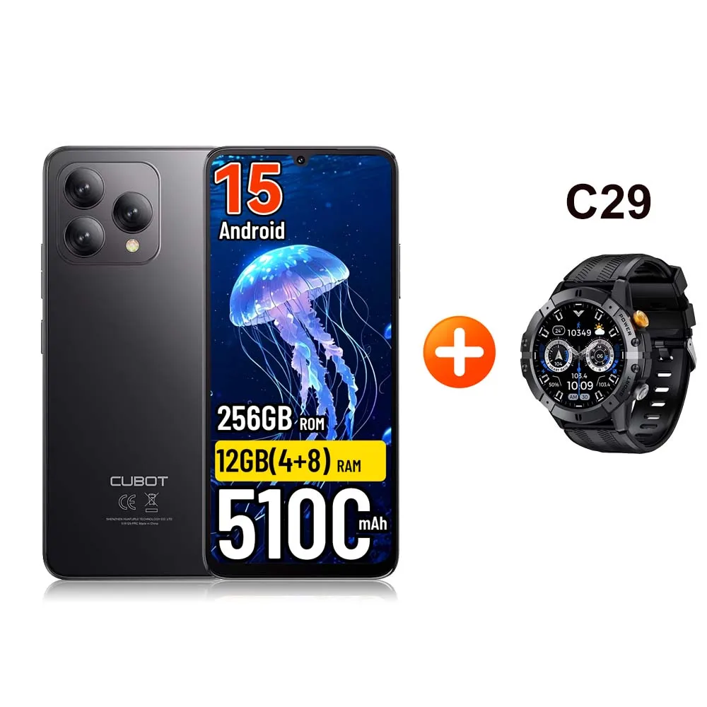 Verzending vanuit Polen: Cubot A40 12GB(4+8)+256GB 6.88'' 120Hz 5100mAh Smartphone Android 15 NFC Gezichtsherkenning 4G Telefoon