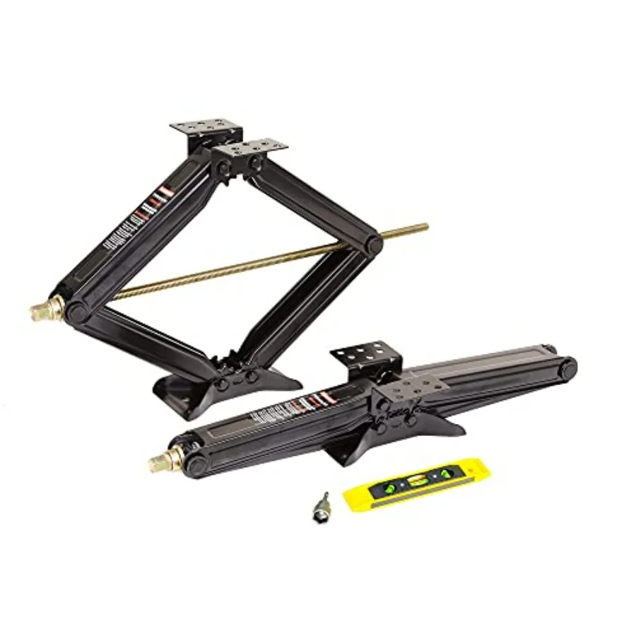 

RV Camper Trailer Stabilizer Leveling Scissor Jacks w/Socket Level 24 5000lbs Set 2