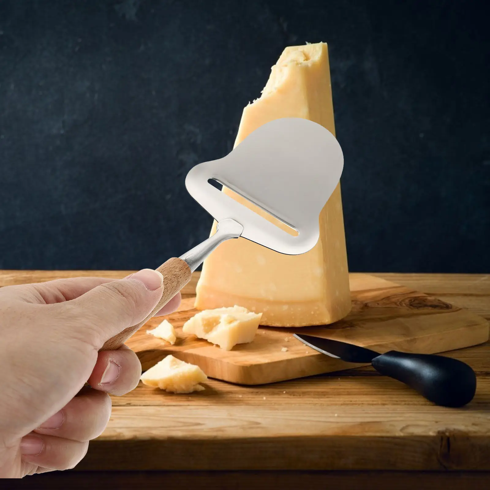 Cortador de queso de acero inoxidable, diseño ergonómico de borde liso para cortar queso, mantequilla y pan de forma segura y eficiente, cocina doméstica, 1 ud.