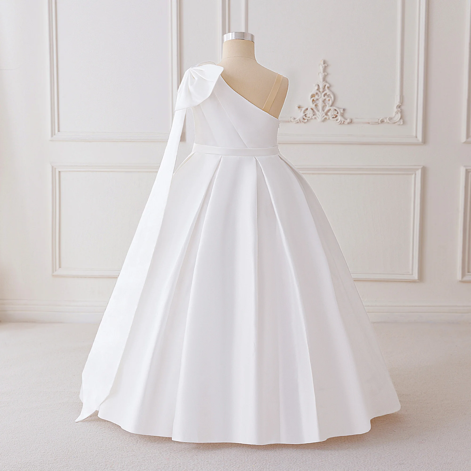 Fashion Bridesmaid Baptism Party Girls Dress Elegant Bow Wedding Birthday Princess Dresses for Girl First Communion Prom Costume